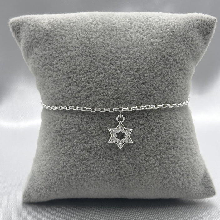 #PA220 - Pulsera Estrella De David Con Zirconia Plata - LL2.5