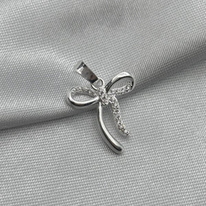 #D522 - Dije Moñito Con Zirconia Plata - 1.2
