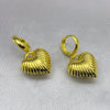 #HOL142 - Huggie Corazón Inflado Con Relieve Oro Laminado 18K