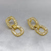 #ARL128 - Aretes Cuadros Con Zirconia Oro Laminado 18K
