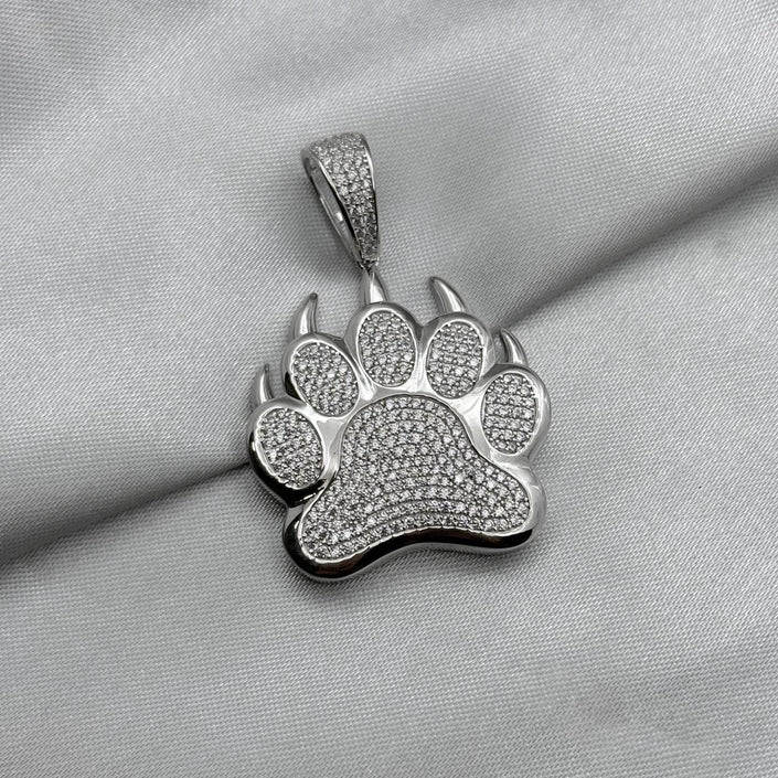 #D249 - Dije Huella Con Zirconia Baño De Rodio Plata - MI16.3