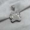 #D249 - Dije Huella Con Zirconia Baño De Rodio Plata - MI16.3