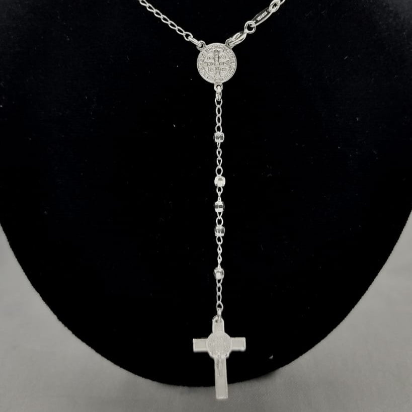 #MR131 - Rosario De San Benito Diamantada Plata - 3 mm - C08/7.7