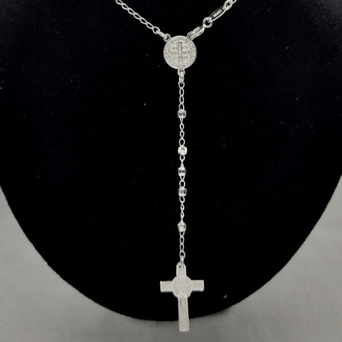 #MR131 - Rosario De San Benito Diamantada Plata - 3 mm - C08/7.7