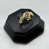 #AOL140 - Anillo Ajustable Corazón Con Zirconia Oro Laminado 18K