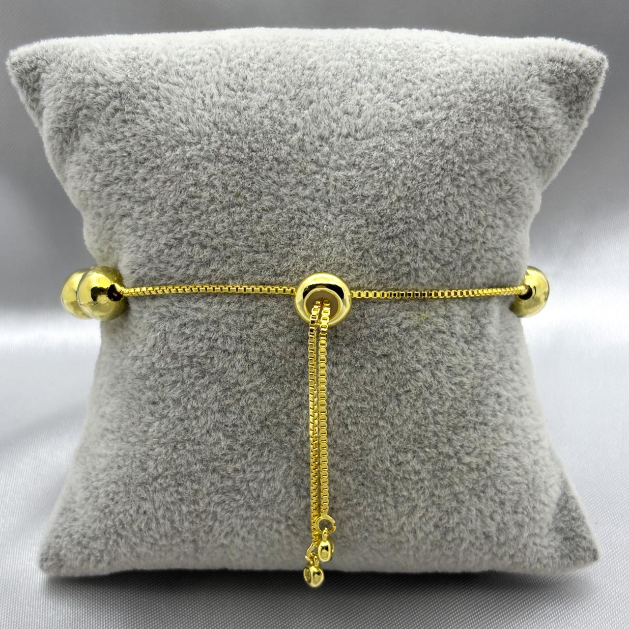 #PAL142 - Pulsera Corazón Ajustable Con Zirconia Oro Laminado 18K