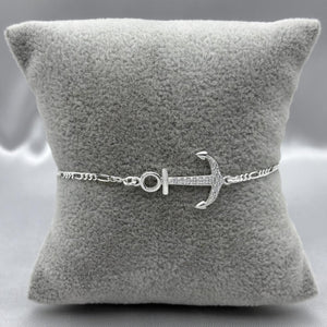 #PA219 - Pulsera Ancla Con Zirconia Plata - A09/2.4