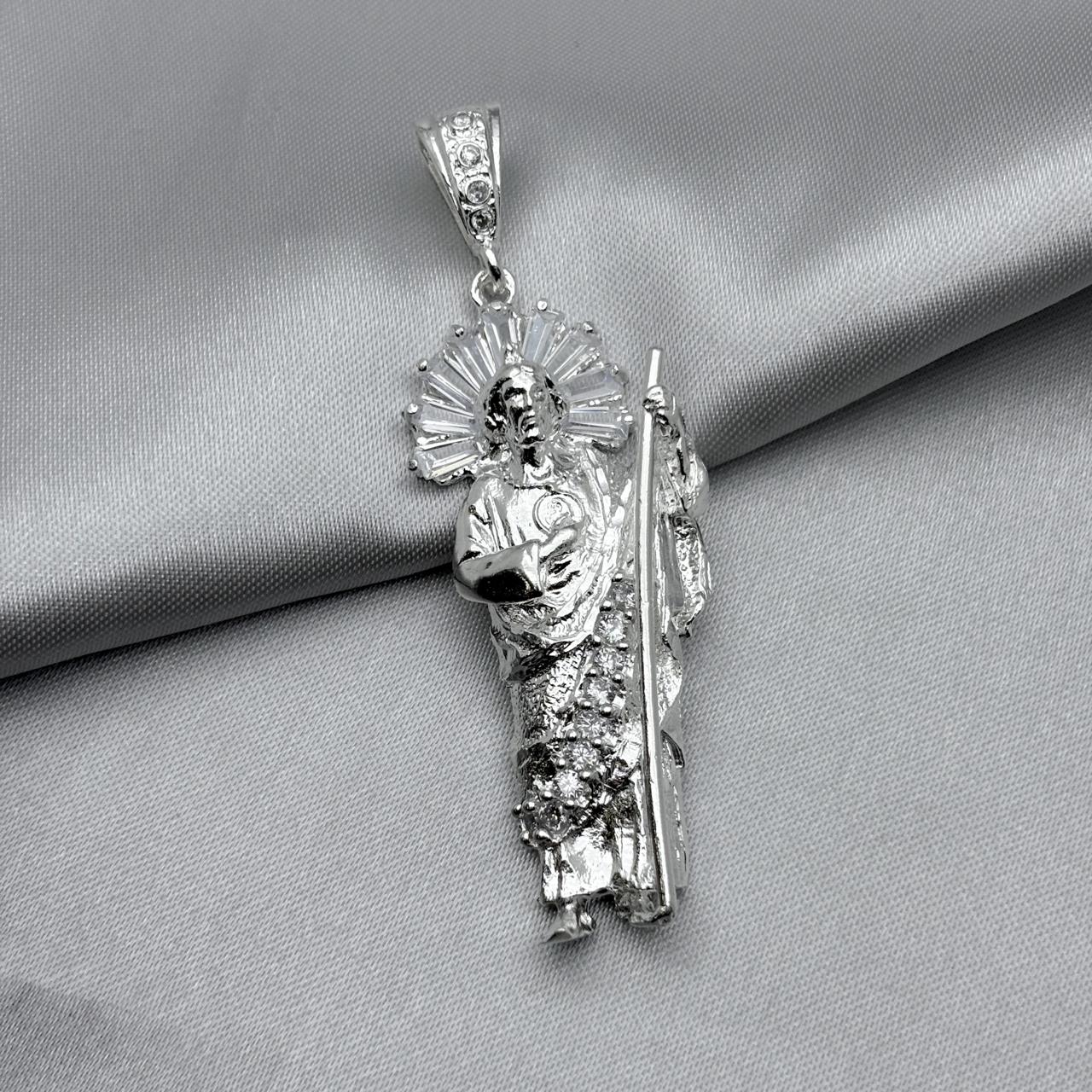 #D419 - Dije San Judas Tadeo Con Zirconias Plata - A09/17.5