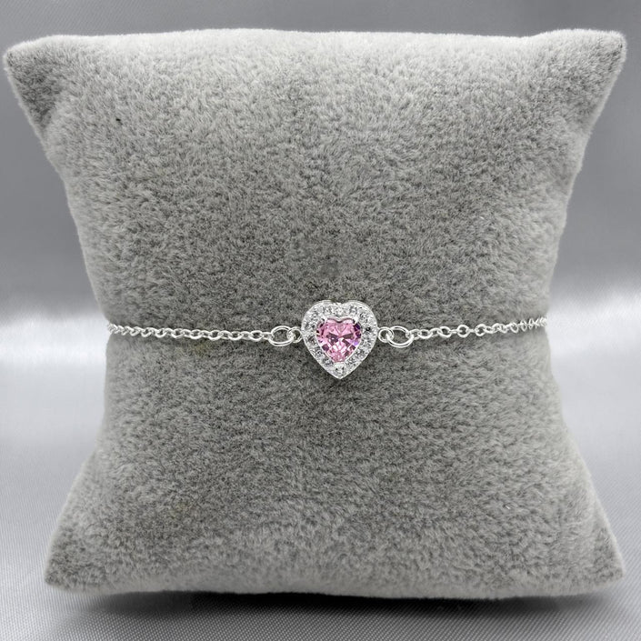 #PA104 - Pulsera Corazón Con Zirconia Plata - B17/2.2