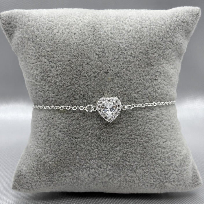 #PA104 - Pulsera Corazón Con Zirconia Plata - B17/2.2