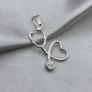 #D460 - Dije Estetoscopio Con Zirconia Plata - A08/2.4