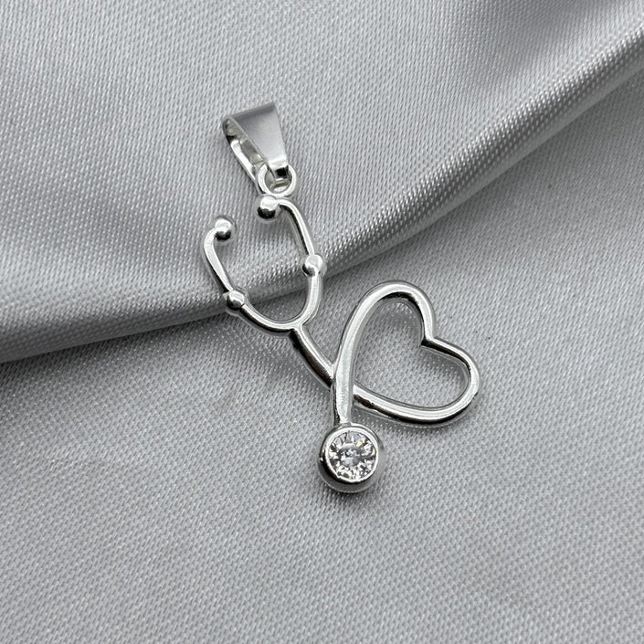 #D460 - Dije Estetoscopio Con Zirconia Plata - A08/2.4