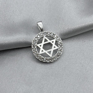 #D485 - Dije Estrella De David Con Zirconia Plata - A09/2.1