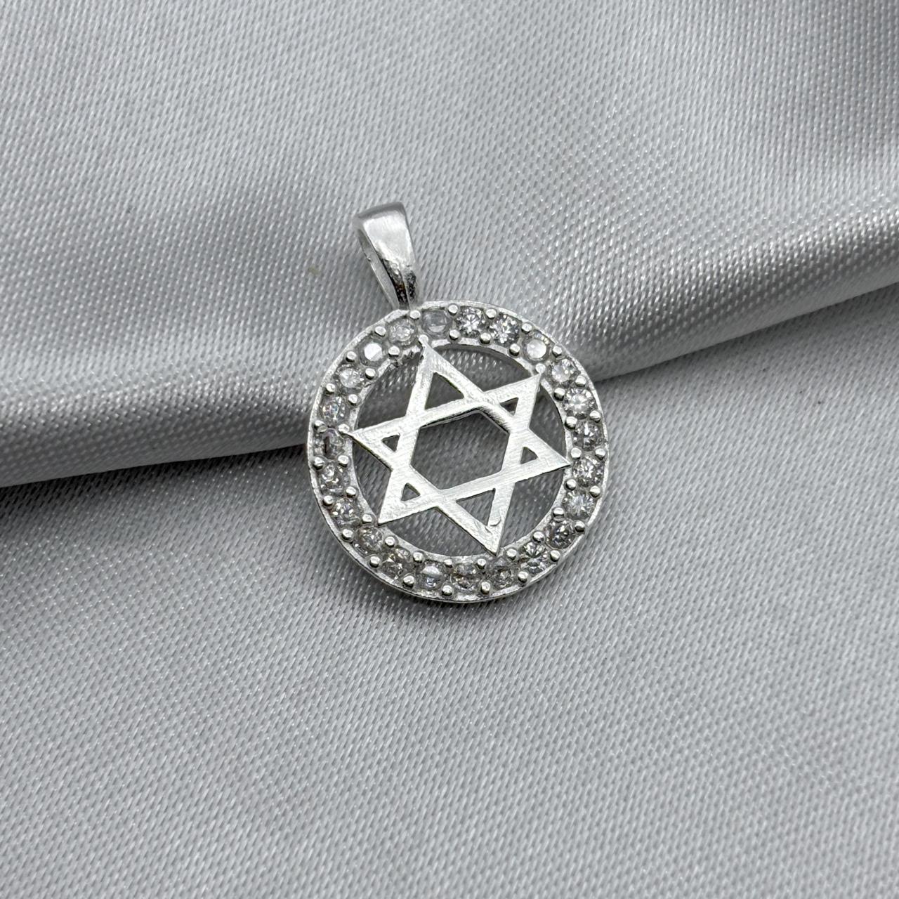#D485 - Dije Estrella De David Con Zirconia Plata - A09/2.1
