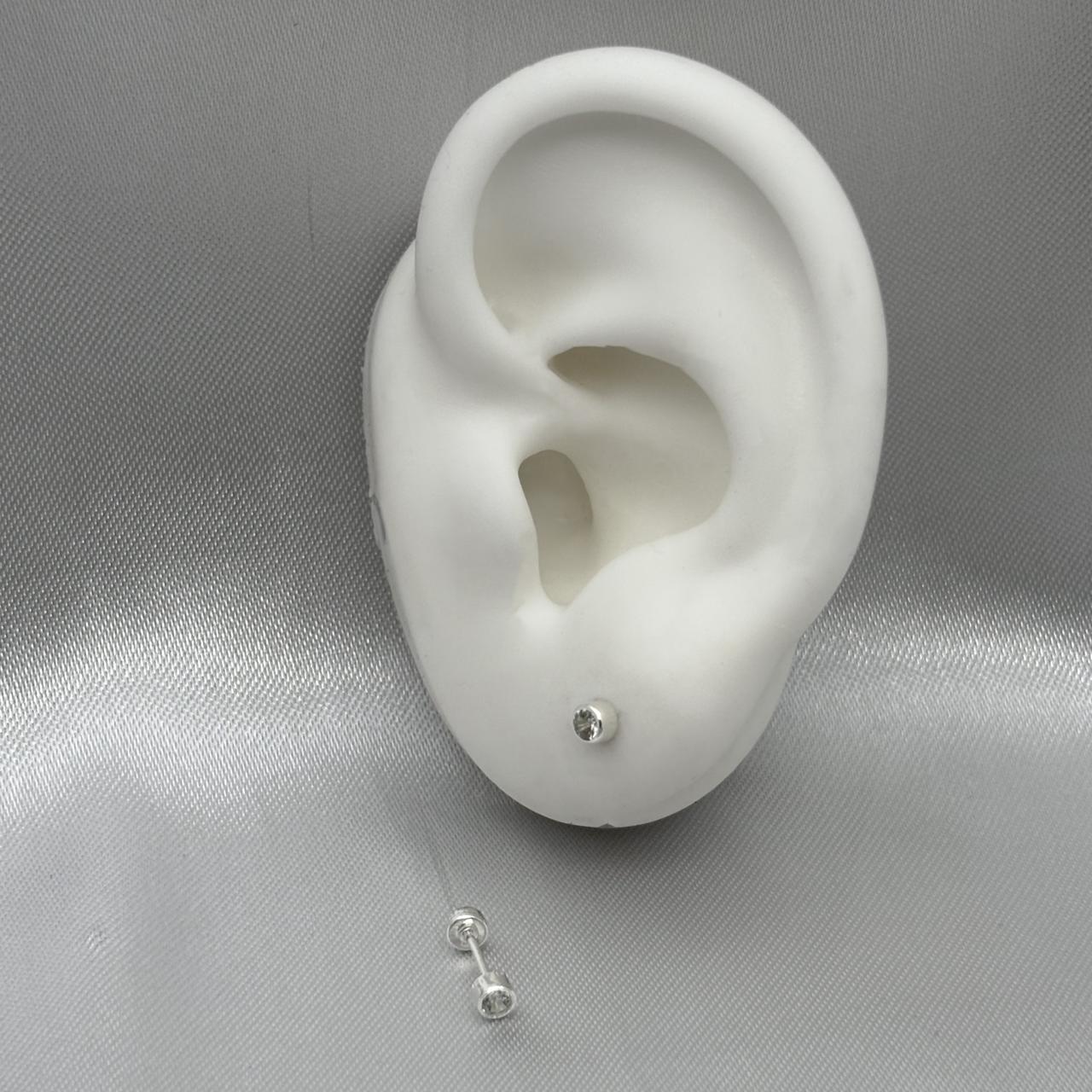 #BR287 - Broquel Tambor Con Piedra Zirconia Plata
