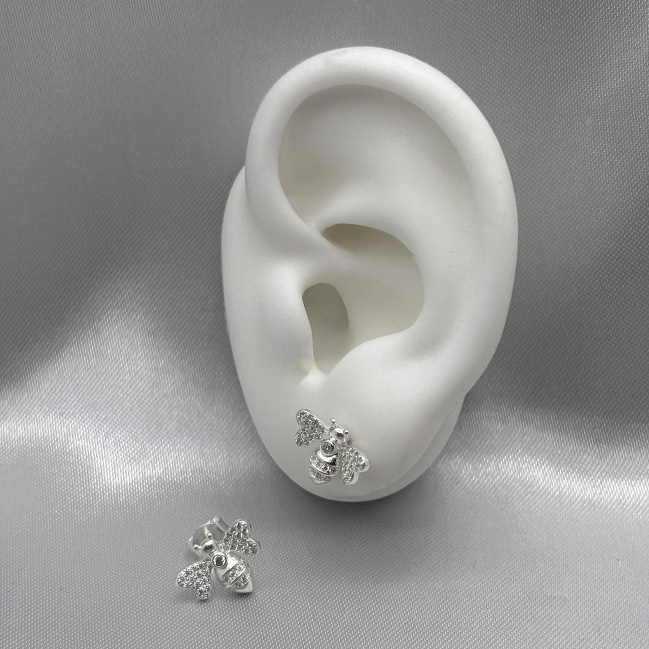 #BR165 - Broquel Abeja Con Zirconias Plata - LL2.2