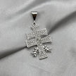 #D231 - Dije Cruz De Caravaca Con Piedra Zirconia Plata - F5.0