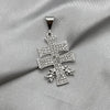 #D231 - Dije Cruz De Caravaca Con Piedra Zirconia Plata - F5.0