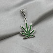 #D360 - Dije Cannabis Con Piedra Zirconia De Plata - F3.5