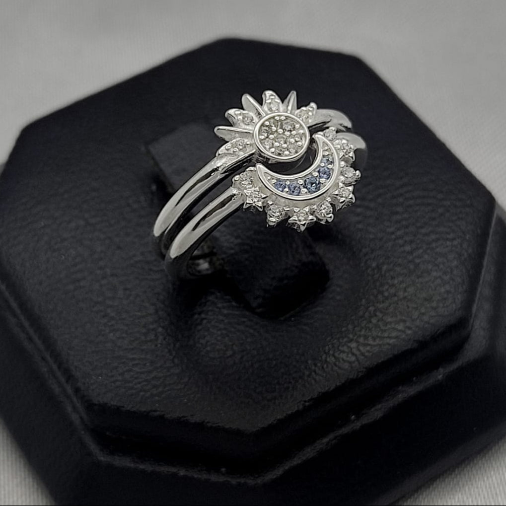#AL116 - Alianza De Sol Y Luna Con Zirconia Plata - IC4.3