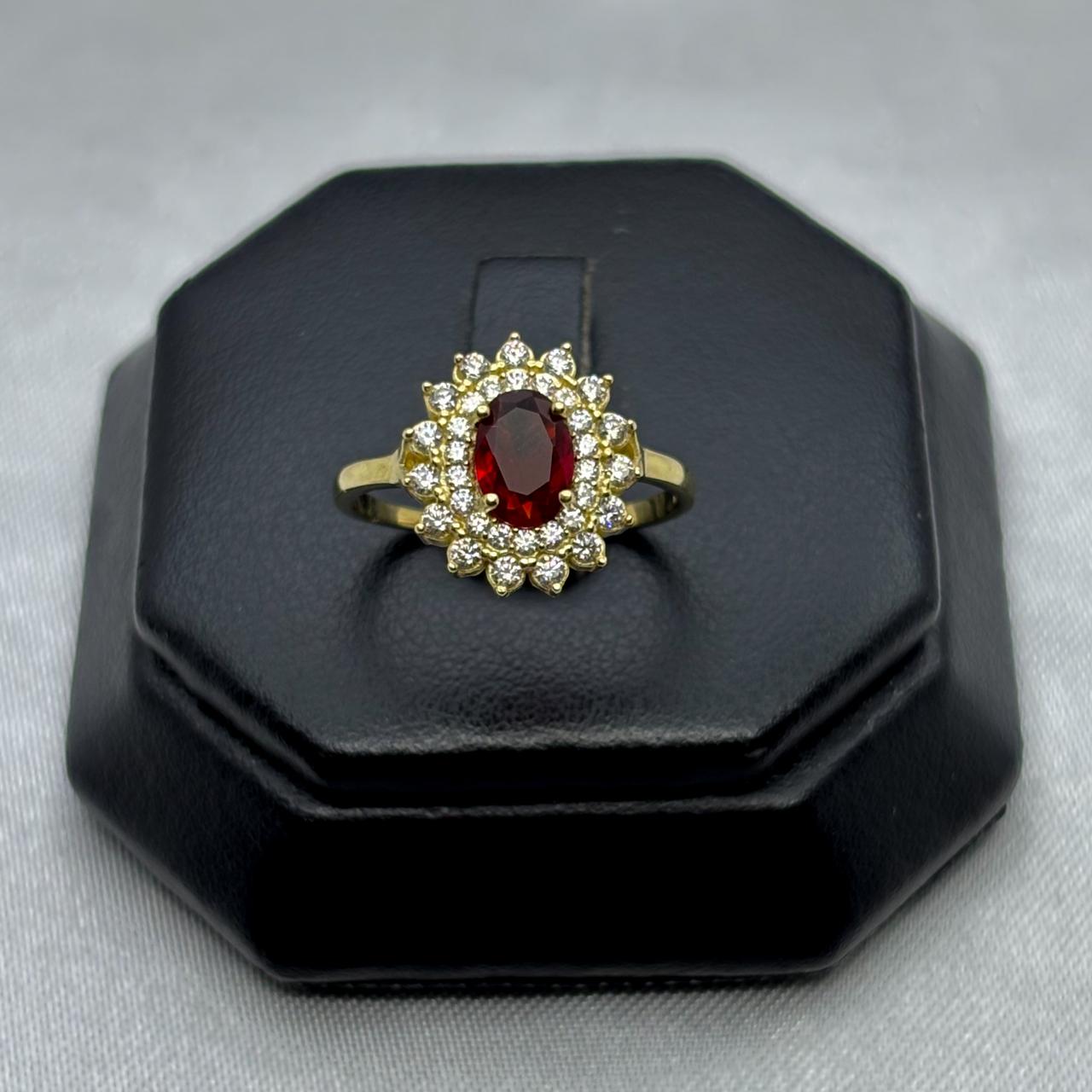 #AD10123 - Anillo Flor Piedra Zirconia Oro 10K - I01/2.4