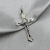 #D132 - Dije Crucifico Cruz Gótica Plata Pavonada - A13/5.2