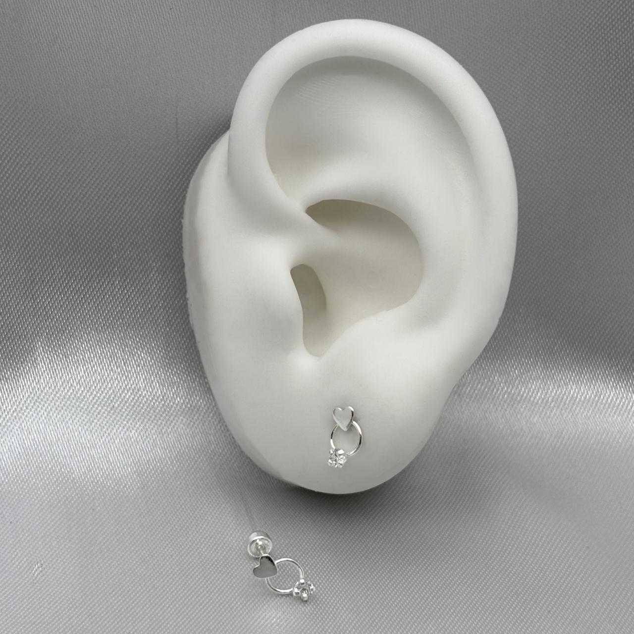 #BR292 - Broquel Corazón Mini Con Piedra Zirconia Plata - F42