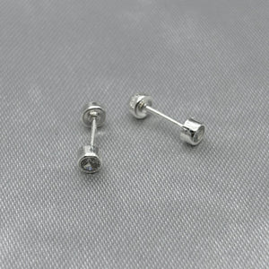 #BR287 - Broquel Tambor Con Piedra Zirconia Plata