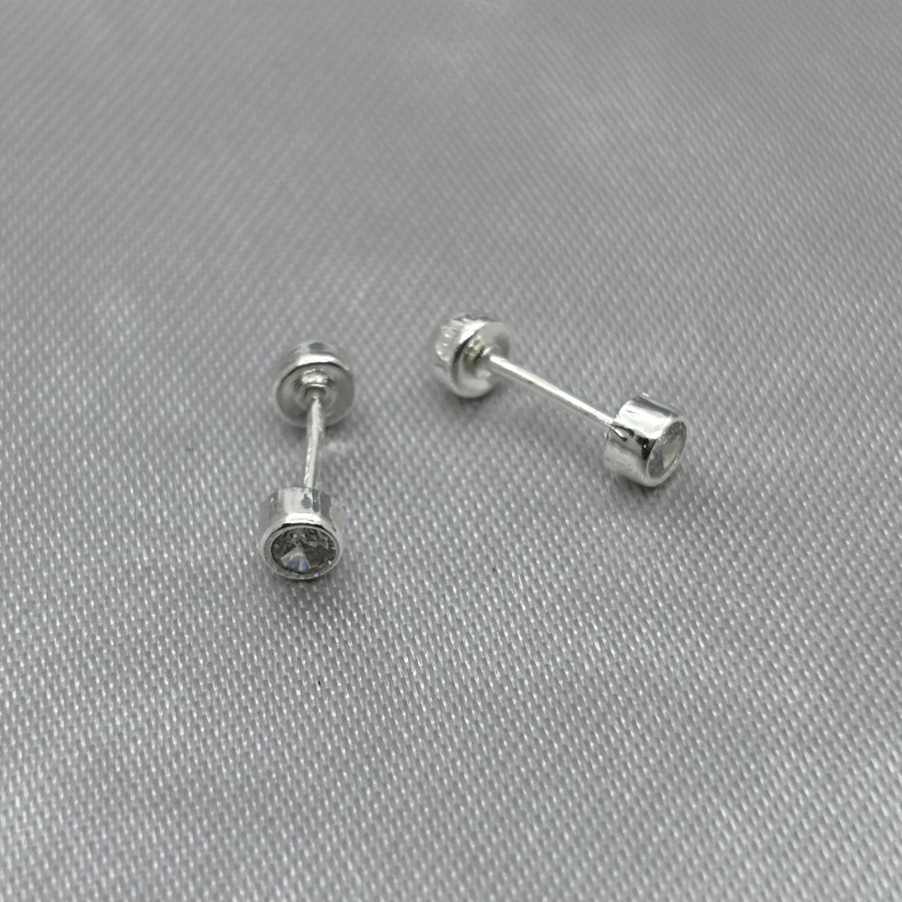 #BR287 - Broquel Tambor Con Piedra Zirconia Plata