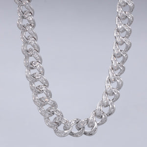 #CAD260 - Cadena Cubana Con Piedra Zirconia Plata - 180 - 8 mm - PU57.9