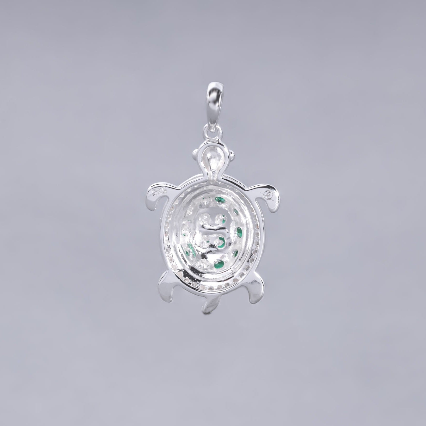 #D554 - Dije Tortuga Con Zirconias Baño De Rodio Plata - MI3.4