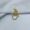#DOL126 - Dije De Mano De Fátima Con Ojo Turco De Oro Laminado De 18K