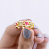 #AOL101 - Anillo Ajustable De Corazones De Oro Laminado De 18k