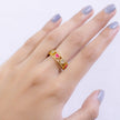 #AOL101 - Anillo Ajustable De Corazones De Oro Laminado De 18k