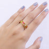 #AOL101 - Anillo Ajustable De Corazones De Oro Laminado De 18k