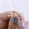 #AOL104 - Anillo Ajustable De Pez/Ojo Turco De Oro Laminado De 18k