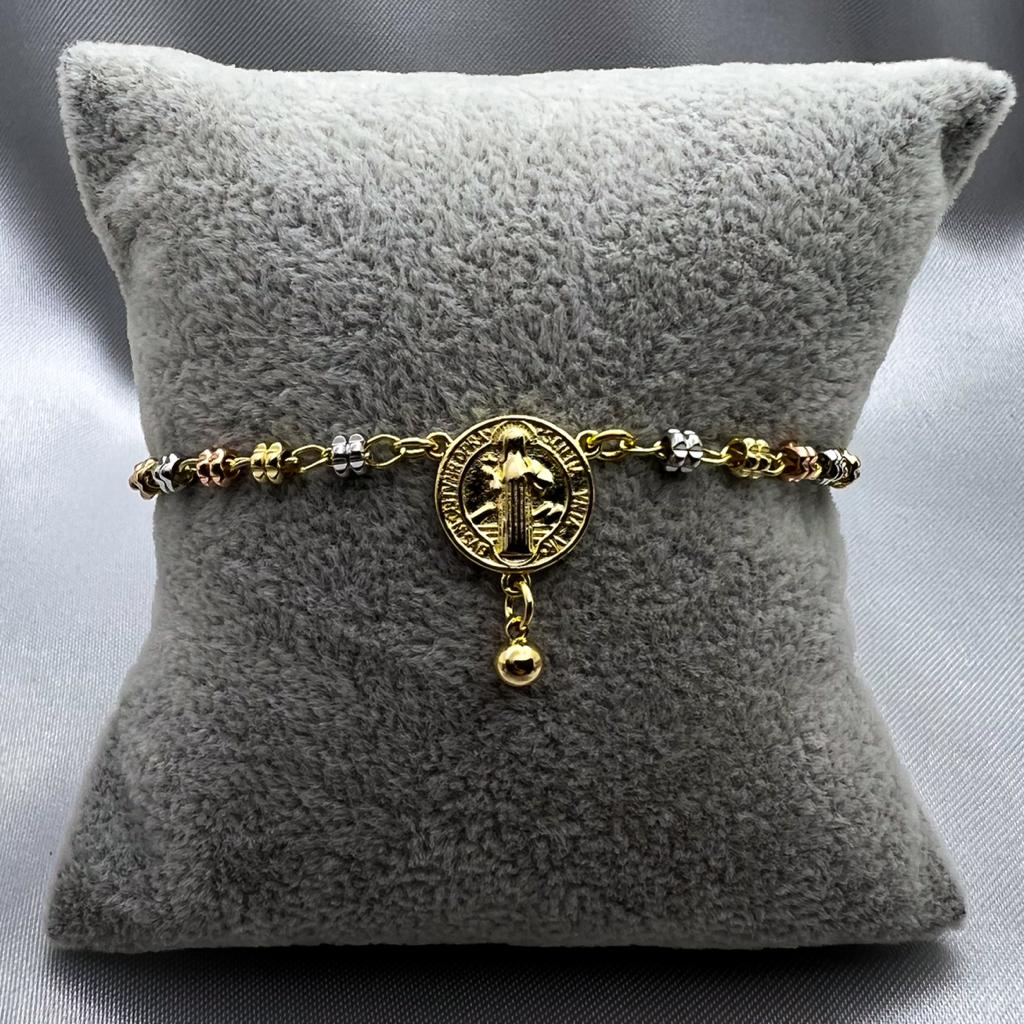 #PAL162 - Pulsera De San Benito De Oro Laminado De 18K