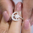 #AD266 - Anillo De Luna Con Piedra Zirconia Plata - IP2.2