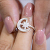 #AD266 - Anillo De Luna Con Piedra Zirconia Plata - IP2.2