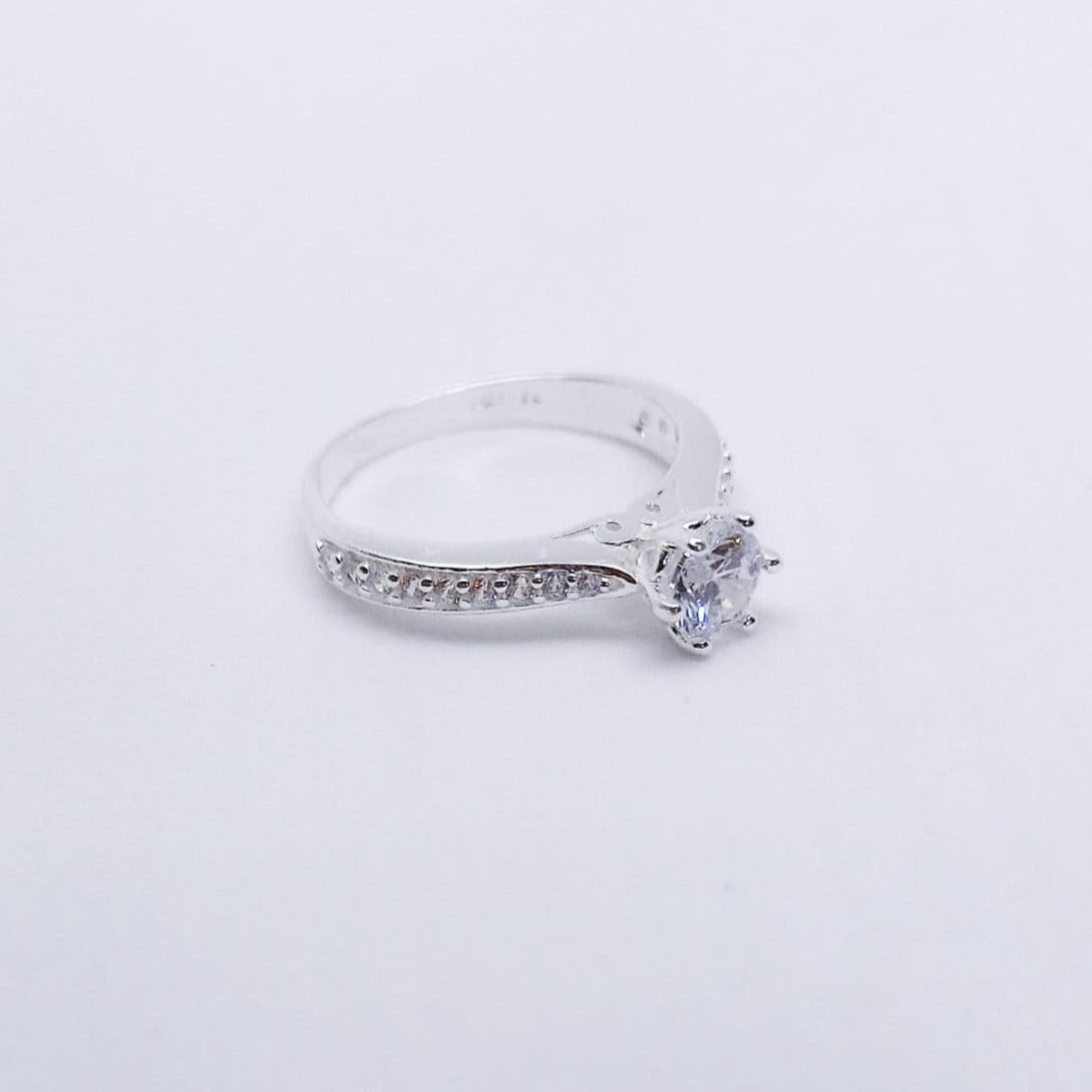 #AD353 - Anillo Solitario Piedra Zirconia Plata - F2.1