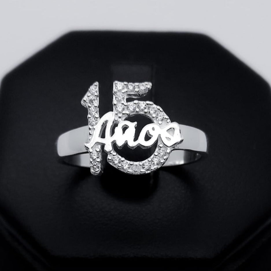 #AD362 - Anillo De 15 años/XV's Piedra Zirconia Plata - F2.6