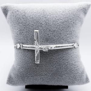 #PA248 - Pulsera De Cruz/Crucifijo/Cristo Piedra Zirconia Plata - ZC7.0