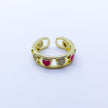 #AOL101 - Anillo Ajustable De Corazones De Oro Laminado De 18k
