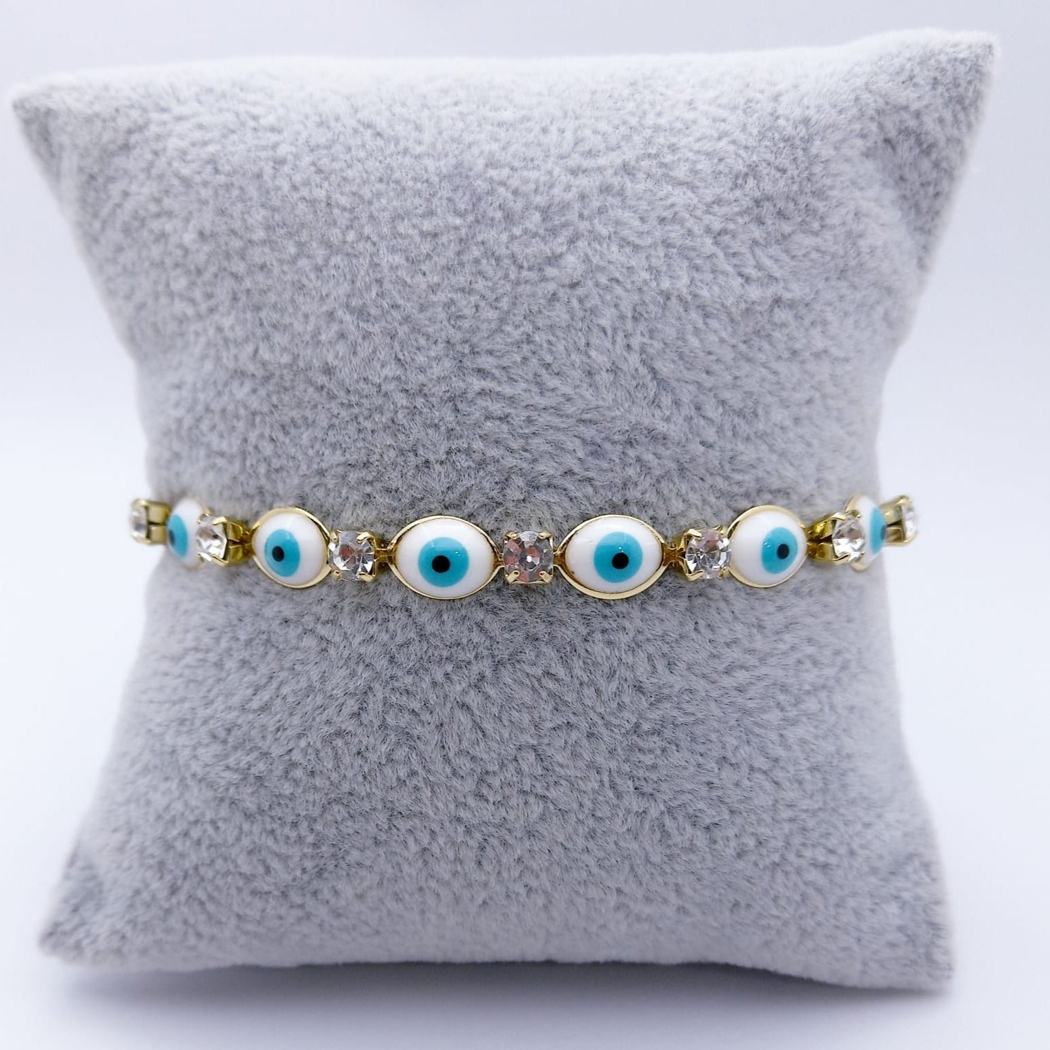 #PAL133 - Pulsera De Ojo Turco De Oro Laminado De 18k