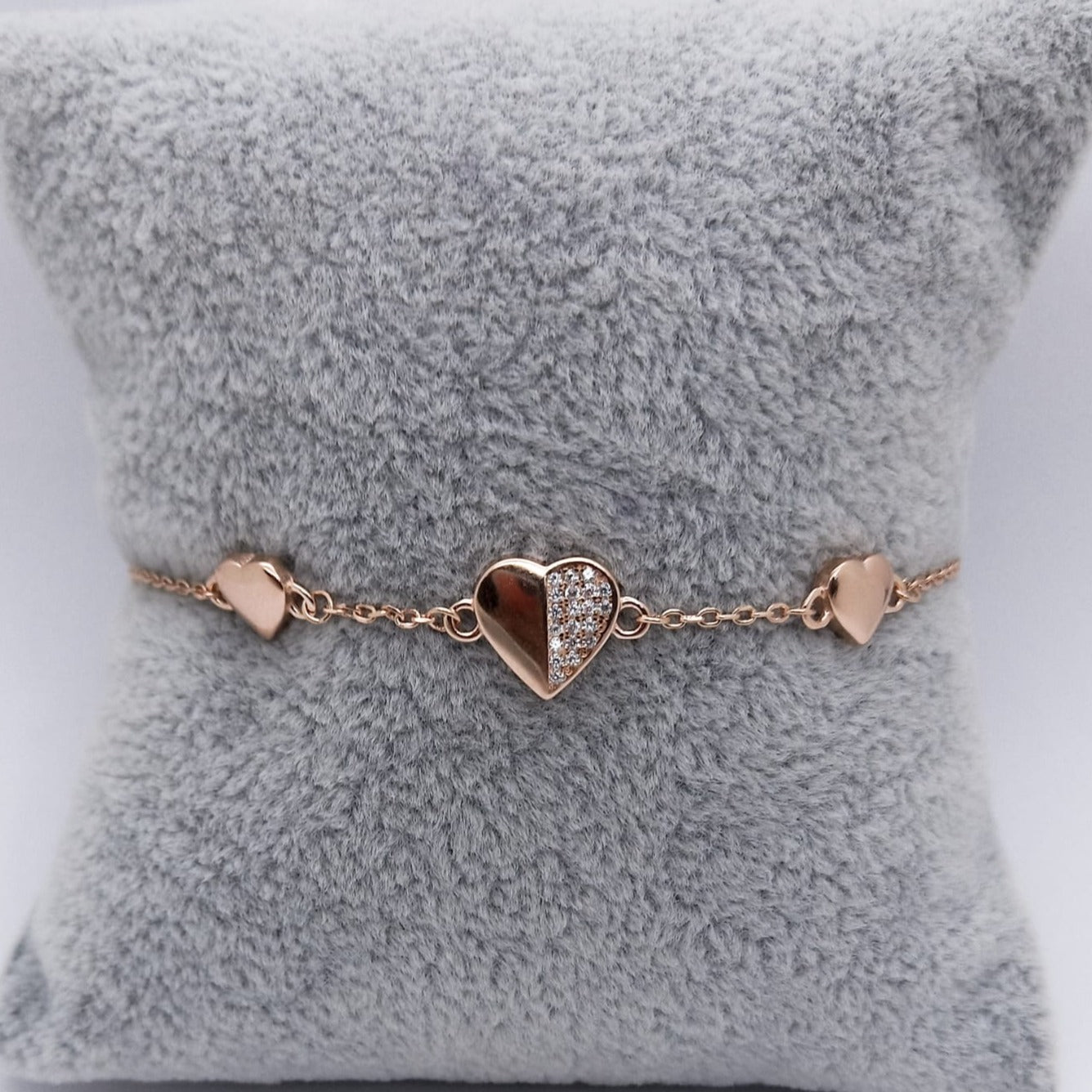 #PA105 - Pulsera De 3 Corazones Con Piedras - IP2.9