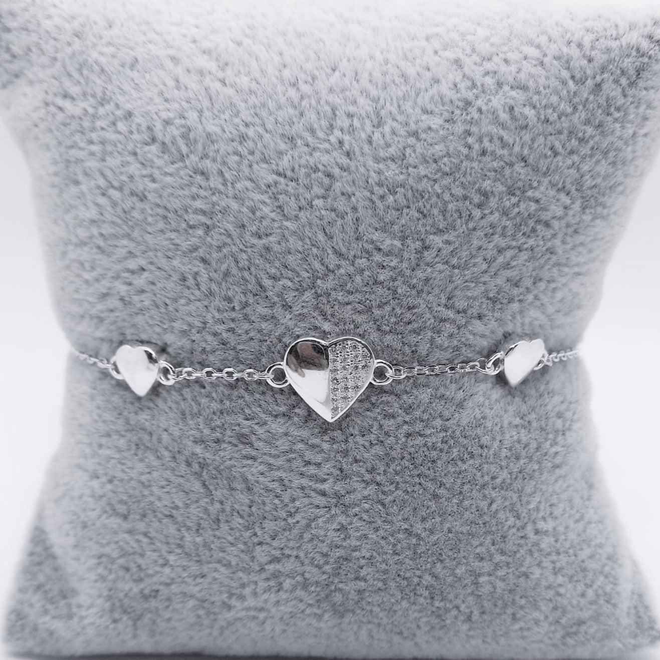 #PA105 - Pulsera De 3 Corazones Con Piedras - IP2.9