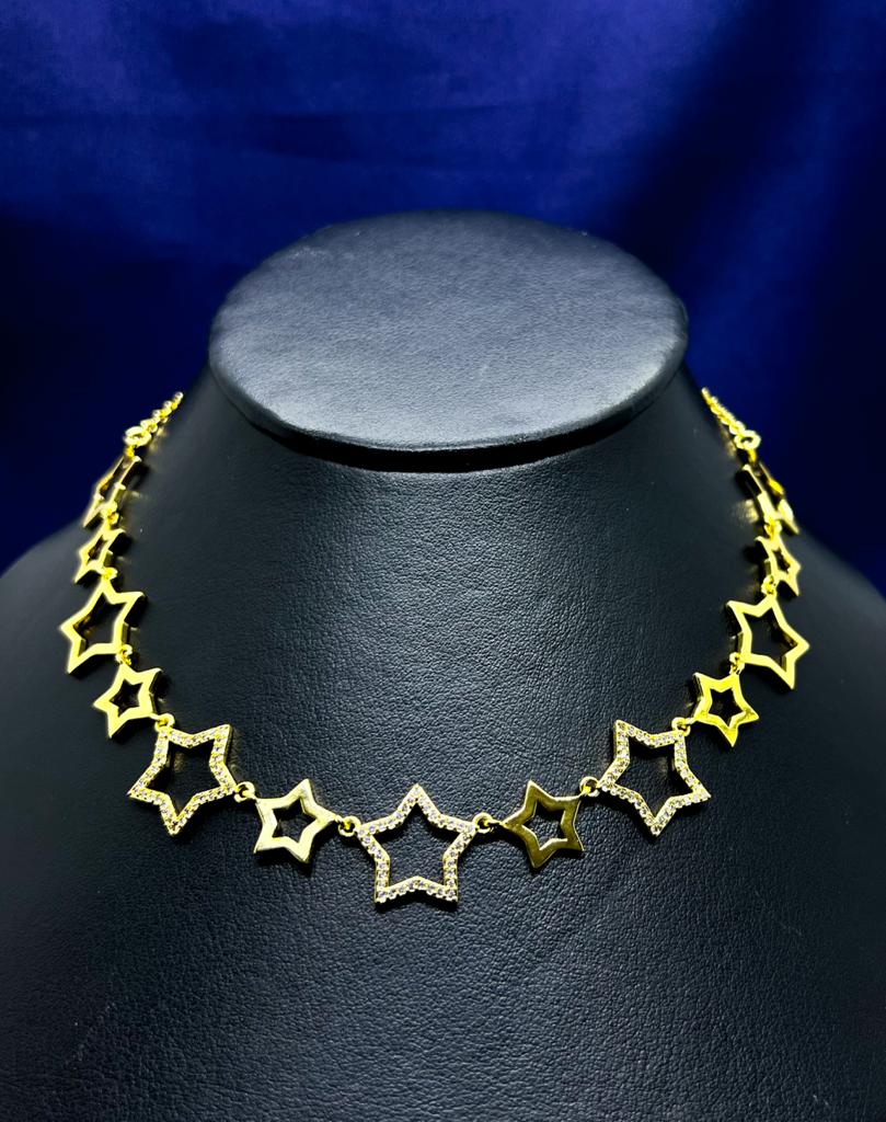 #GOL102 - Gargantilla De Estrellas De Oro Laminado De 18K