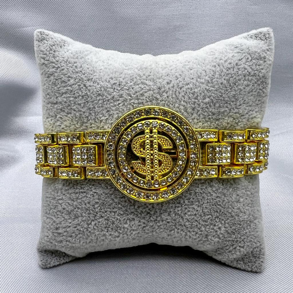 #PAL143 - Pulsera Con Placa Giratoria Del Signo De Dólares Tipo Rolex