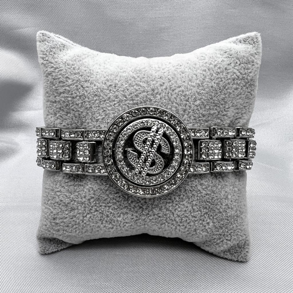 #PAL143 - Pulsera Con Placa Giratoria Del Signo De Dólares Tipo Rolex
