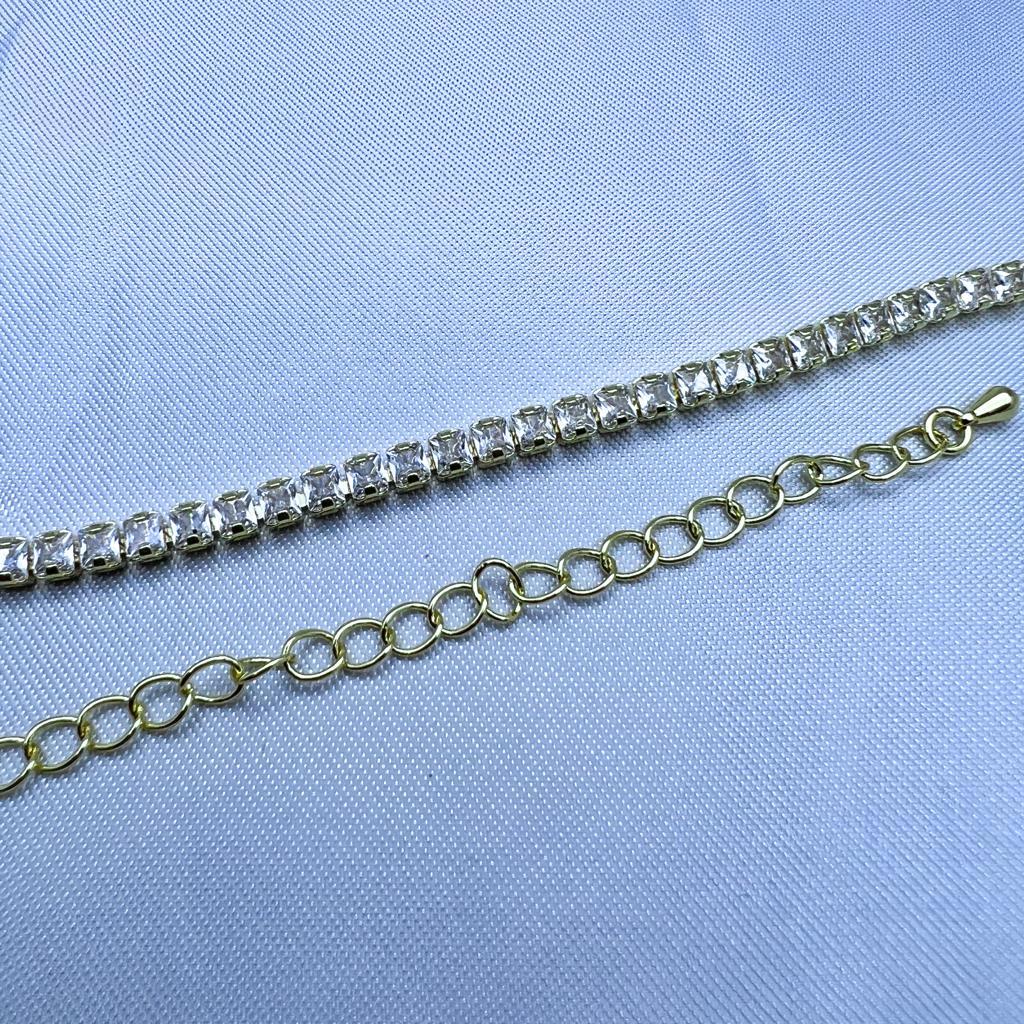 #GOL114 - Gargantilla De Piedras De Oro Laminado De 18k